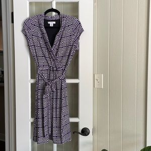Liz Claiborne Dress, purple geometric print, size M